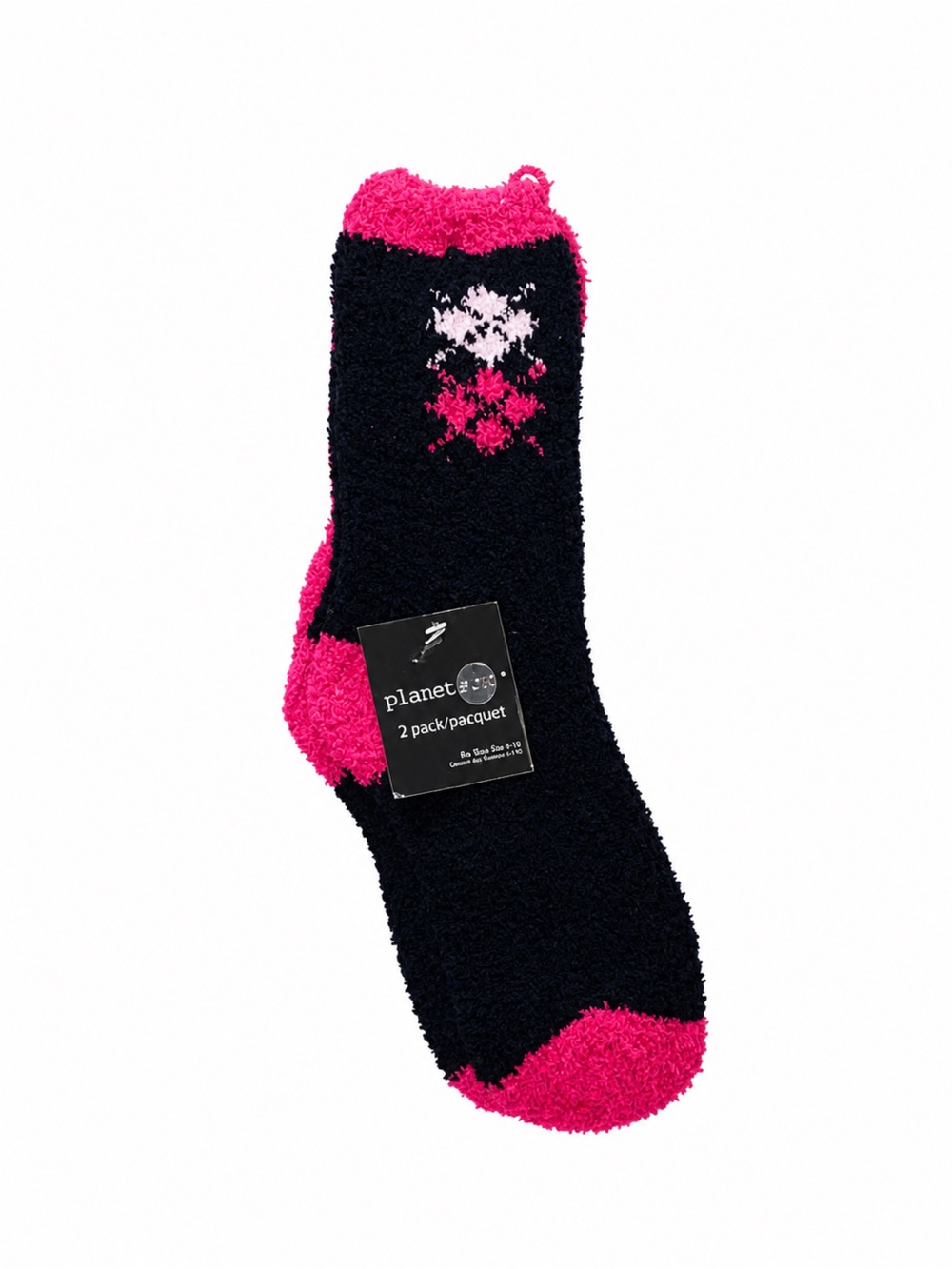 Planet® 2 Pack Plush Socks for Women in Black & Hot Pink